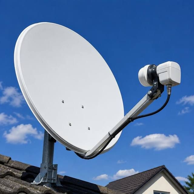 Satellite dish and LNB used for DStv signal repair