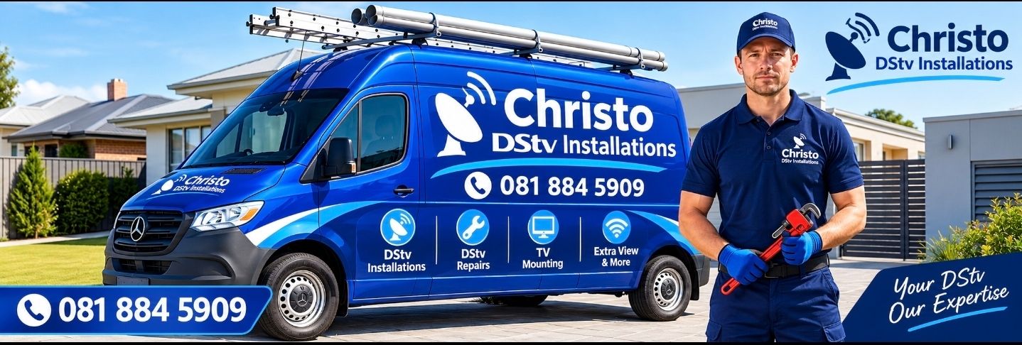 Christo DStv Installations technician and branded service van