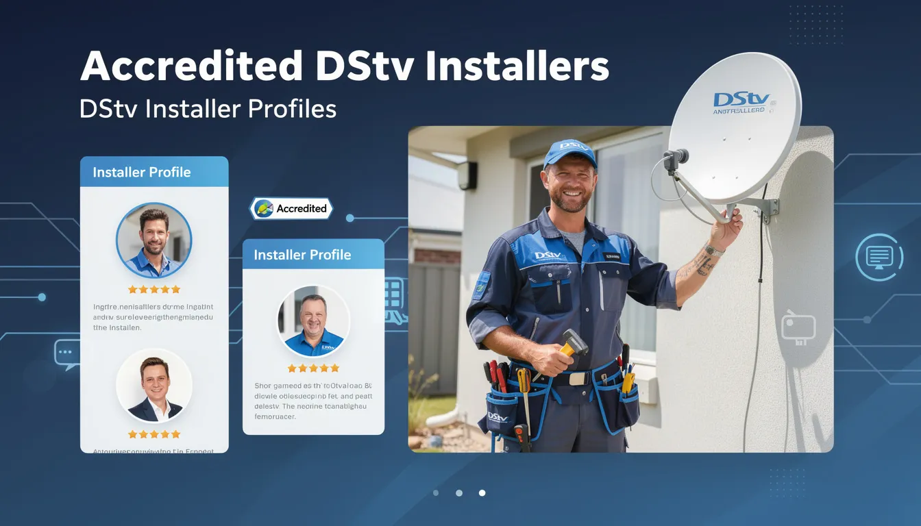 Christo DStv installer aligning a satellite dish in Kempton Park